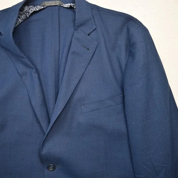 Zanetti 46R Navy Blue 100% Wool Kobe Unstructured Mens Blazer Jacket Sport Coat